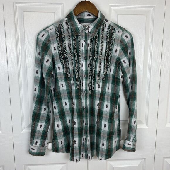 Ryan Michael Women Size S Button Up Shirt Rodeo South Western Embroidered Plaid - Picture 1 of 6